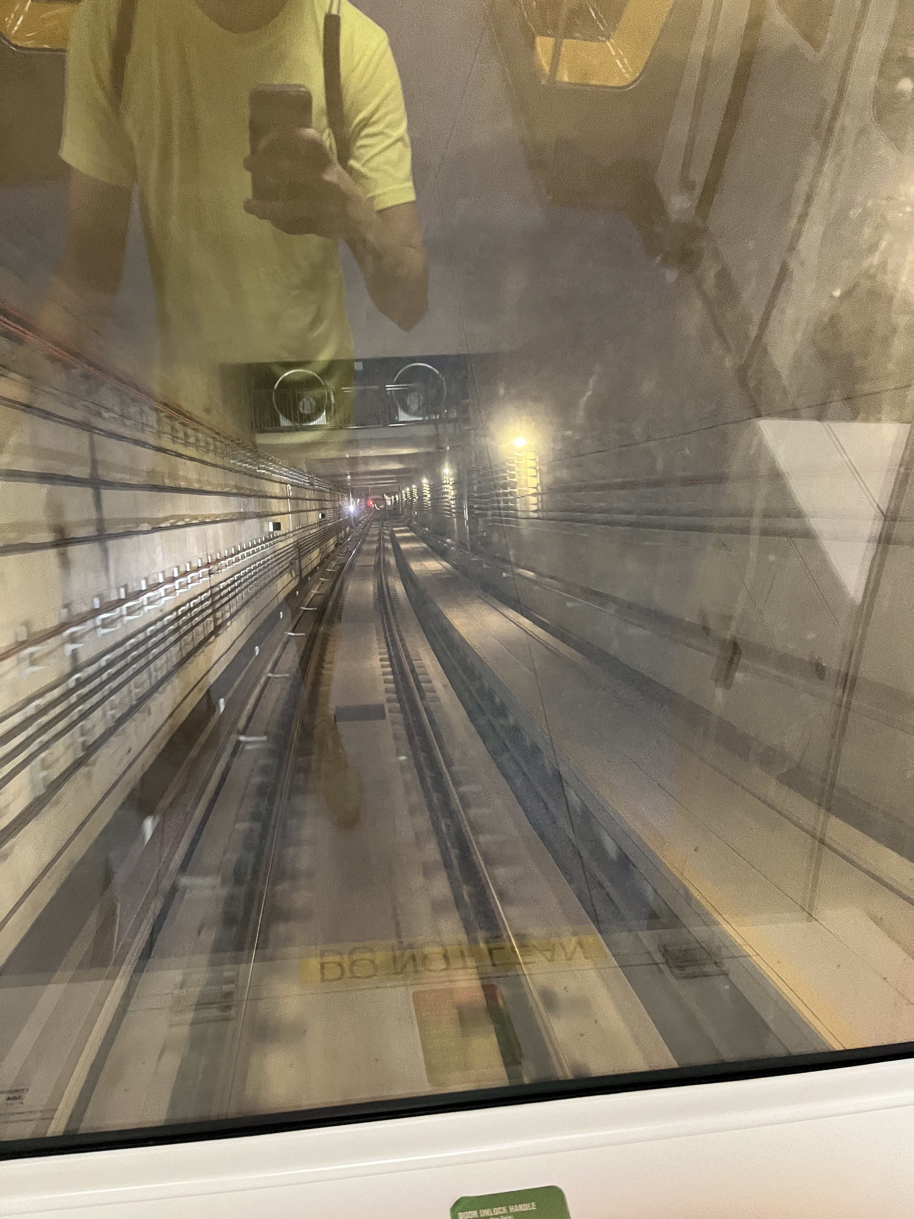 View from the front of an MRT train in Singapore